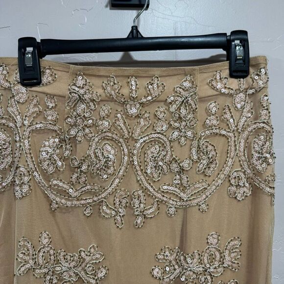 ANTOINETTE Size Small beaded and sequin peach colored pencil skirt - Picture 2 of 5